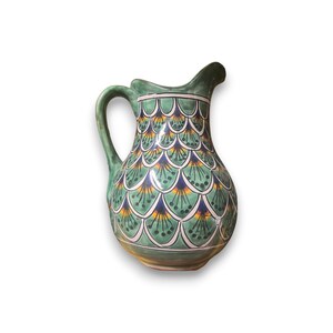 Talavera Peacock Pitcher and 6 Cup Set Authentic Artisan Crafted Collection image 3