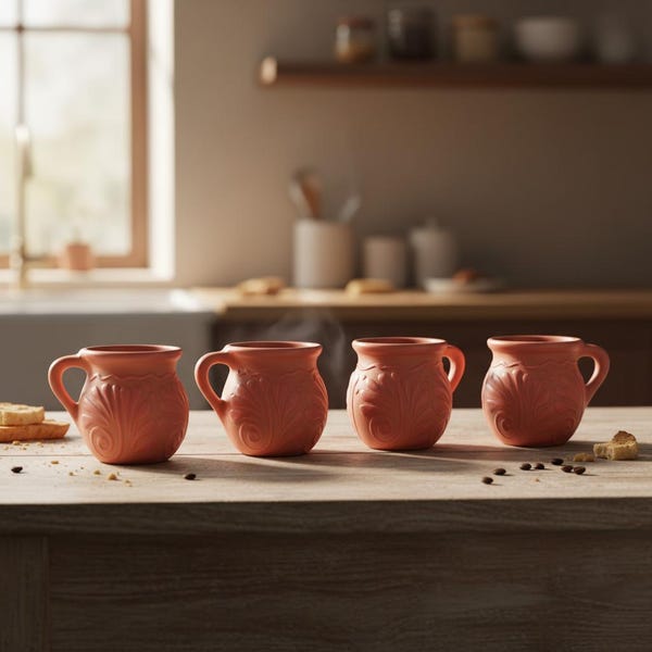 Vibrant Set of 4 Talavera Clay Jarritos | Handmade Mexican Pink Ceramic Mugs