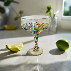 Copa de margarita mexicana soplada a mano / Estilo confeti moteado