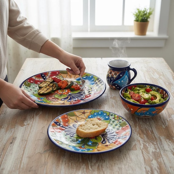 Handmade 16-Piece Talavera Dinnerware Set | Vibrant Craft