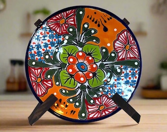 Prato de Jantar Talavera de 20 cm | Prato de Arte Popular Mexicana Pintado à Mão