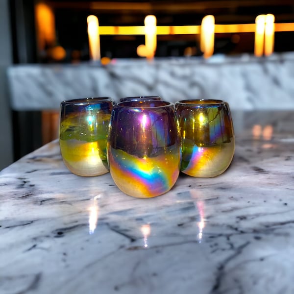 Set of 2 Stemless Wine Glasses | Handcrafted Artisan Glassware (12 oz)
