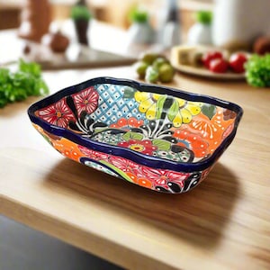 Talavera Serving Dish | Large Hand-Painted Mexican Ceramic Bowl