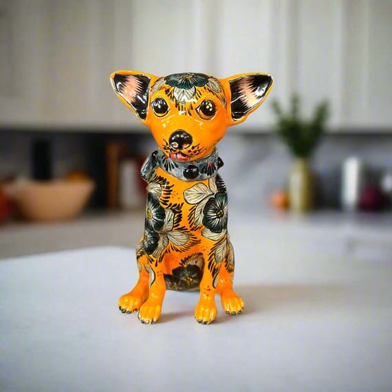 Talavera Chihuahua Statue | Handmade Mexican Dog Figurine - Etsy