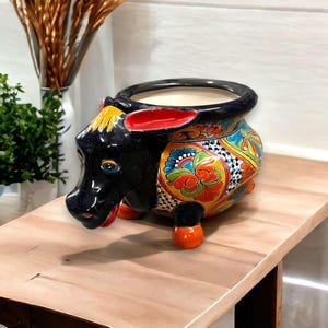 Talavera Donkey Planter | Colorful Mexican Burro Pottery (12&quot; Wide)