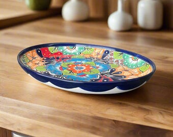 Oval Talavera Serving Platter | Colorful Hand-Painted Mexican Tray
