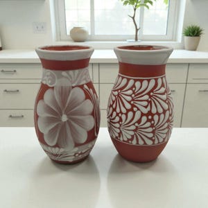 Terracotta Talavera Vase | Mexican Hand-Painted Pot