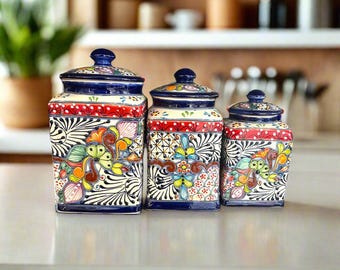 Vintage Ransburg Rooster Canister Set: Hand-painted Yellow Nesting
