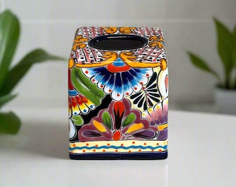 Talavera Tissue Box Cover | Colorful Hand-Painted Bathroom Decor