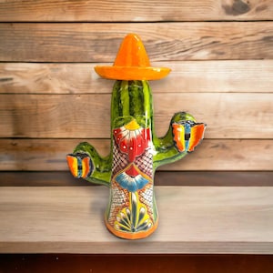 Talavera Cactus Statue | Colorful Handcrafted Mexican Art