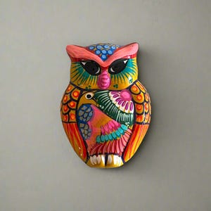 Small Guerrero Owl Wall Decor | Handcrafted Mexican Ceramic Accent