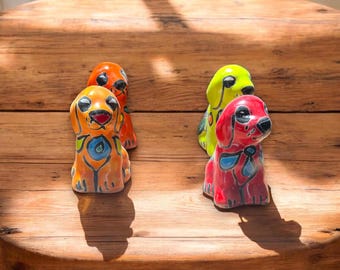Set of 2 Talavera Dog Figurines | Mexican Ceramic Retriever Decor