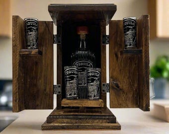 Handmade Shot Glass & Decanter Set | Mexican Rustic Wood Box