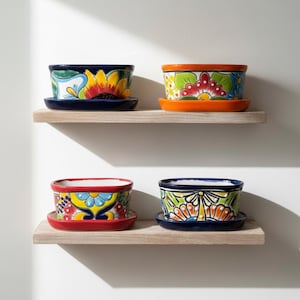 Small Talavera Flower Pot | Colorful Hand-Painted Mexican Planter
