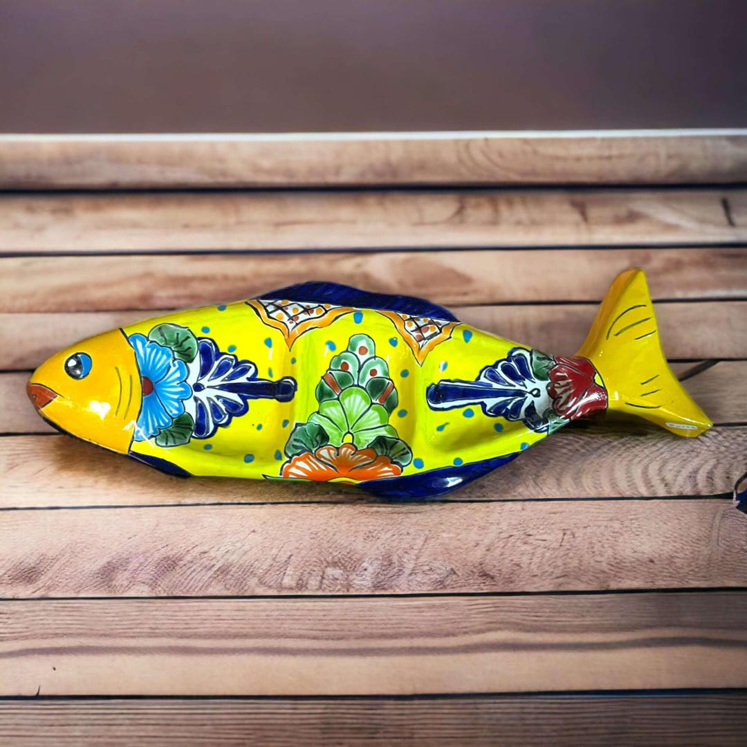 Handmade Talavera Fish Sectional | Large Colorful Serving Tray - Etsy