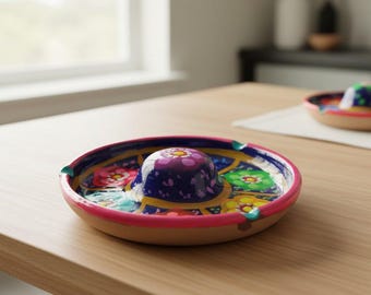 Borda de copo de bar artesanal mexicana | Cerâmica Guerrero pintada à mão