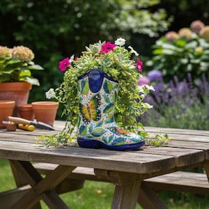 Small Hand-Painted Talavera Mexican Boot Flower Pot | Talavera Planter