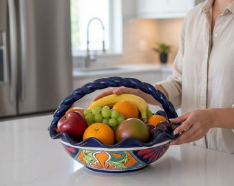 Talavera Fruit Basket | Colorful Hand-Painted Centerpiece
