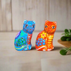 Set of 2 Talavera Cat Salt and Pepper Shakers | Hand-Painted Ceramic