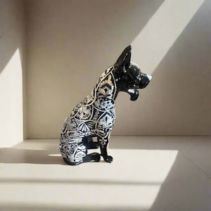 Blue & White Talavera Dog Statue | Handmade Ceramic Art