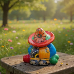 Panchito de Talavera hecho a mano / Figura colorida de hombre durmiendo