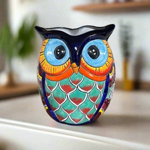 Extra Large Talavera Owl Planter | Hand-Painted Mexican Décor