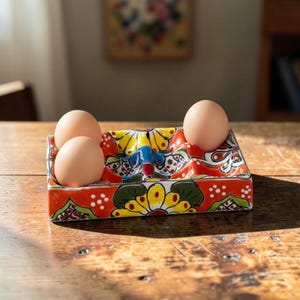 Talavera Ceramic Egg Holder | Hand-Painted Mexican Kitchenware