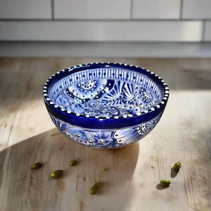 5&quot; Talavera Blue & White Bowl | Handmade Mexican Dinnerware