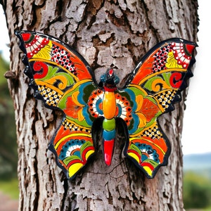 Mexican Handmade Butterfly Wall Art Colorful Talavera medium - Etsy