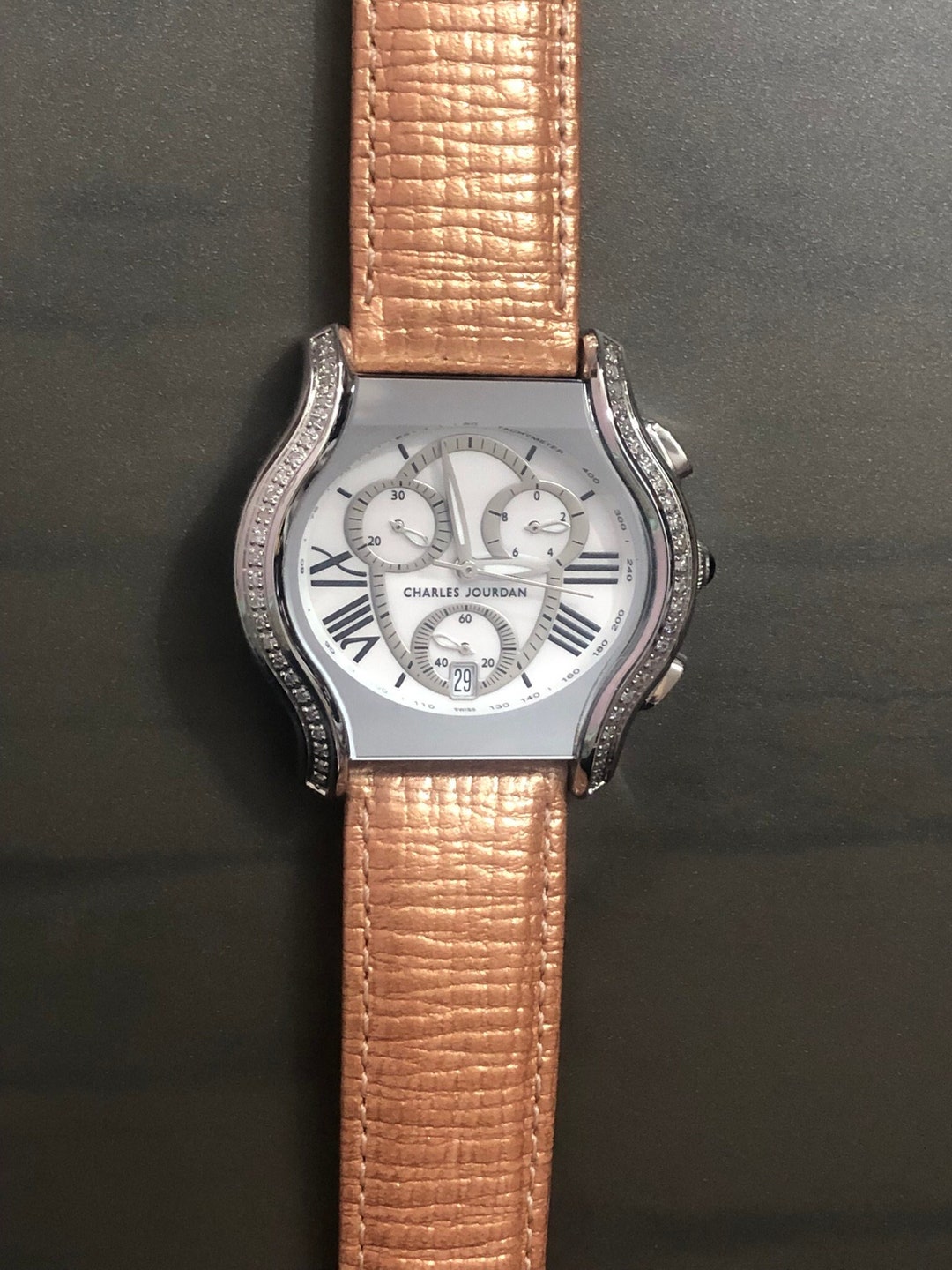 Charles Jourdan Diamond Chronograph Bezel Watch UK