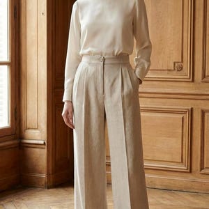 Wide Leg Pants Sewing Pattern PDF | High Waist Pleated Trousers Pattern | Vintage Tailored Pants | EU 32–56 | A4 A0 Projector