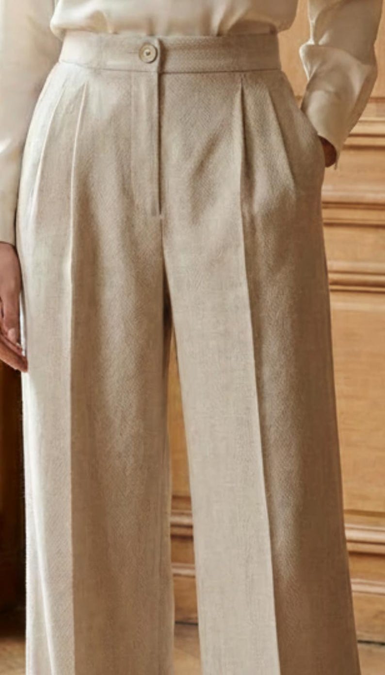 Wide Leg Pants Sewing Pattern PDF | High Waist Pleated Trousers Pattern ...