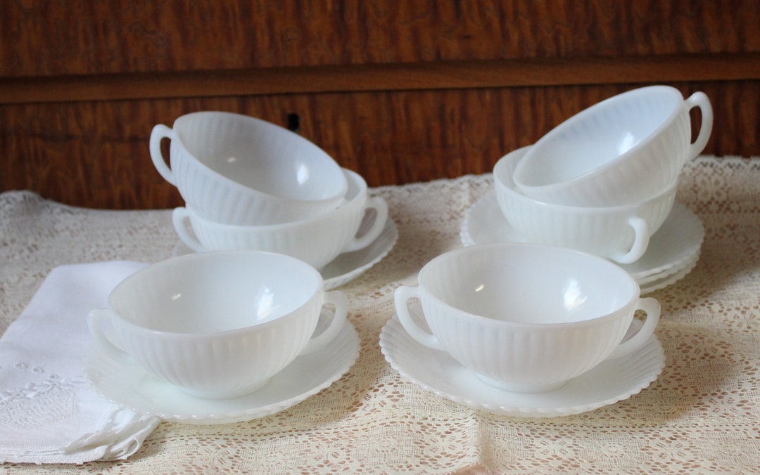 RARE Vintage 1930s 40s Set of Six Macbeth Evans Depression Glass 
