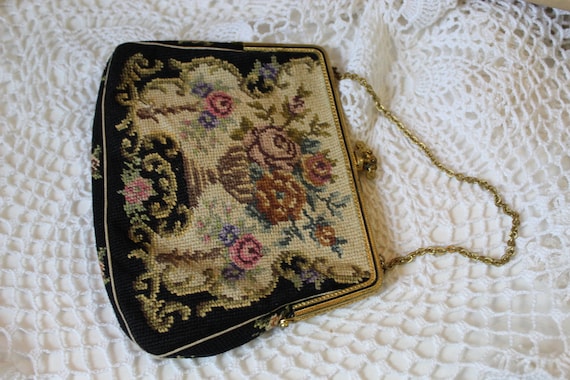Vintage 1930s Petit Point Purse Czechoslovakia 6