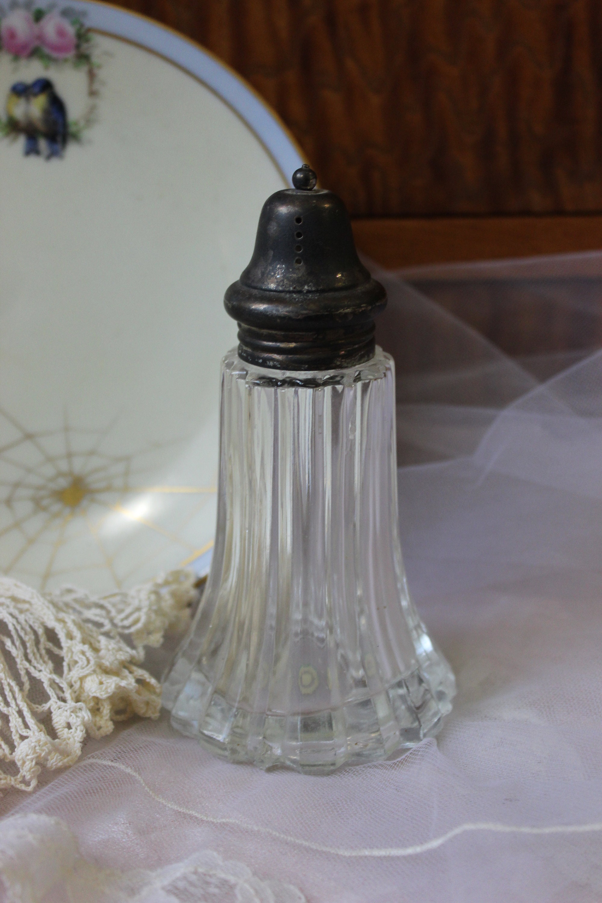 Antique Crystal Cut Glass Muffineer Sugar Shaker Silver 6 Etsy