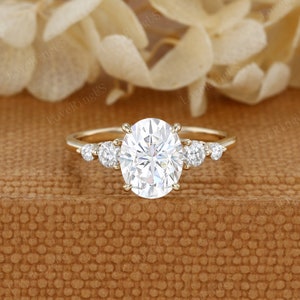 Oval cut Lab Grown Diamond Engagement Ring 14k solid rose gold ring Vintage engagement ring wedding Bridal promise Anniversary for women