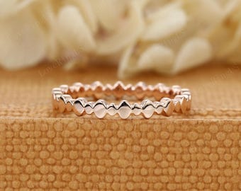 Heart Wedding Band, Stackable Heart Ring, Gold Matching Band, Anniversary Ring, Unique Wedding Band for Women