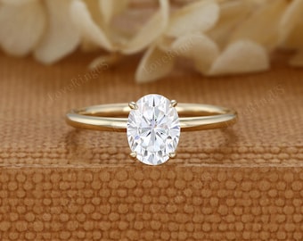 6*8mm Oval cut Moissanite engagement Ring 14K yellow gold diamond engagement ring vintage marquise wedding Bridal promise Anniversary gift