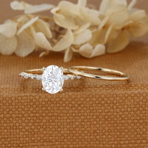 2.0CT Oval cut Moissanite Engagement Ring Rose gold moissanite ring Vintage engagement ring wedding Bridal set promise Anniversary ring