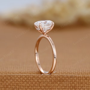 2CT Oval Moissanite Engagement Ring Unique Rose Gold diamond engagement Ring art deco Wedding 14K Solid Gold Bridal Ring Promise Anniversary