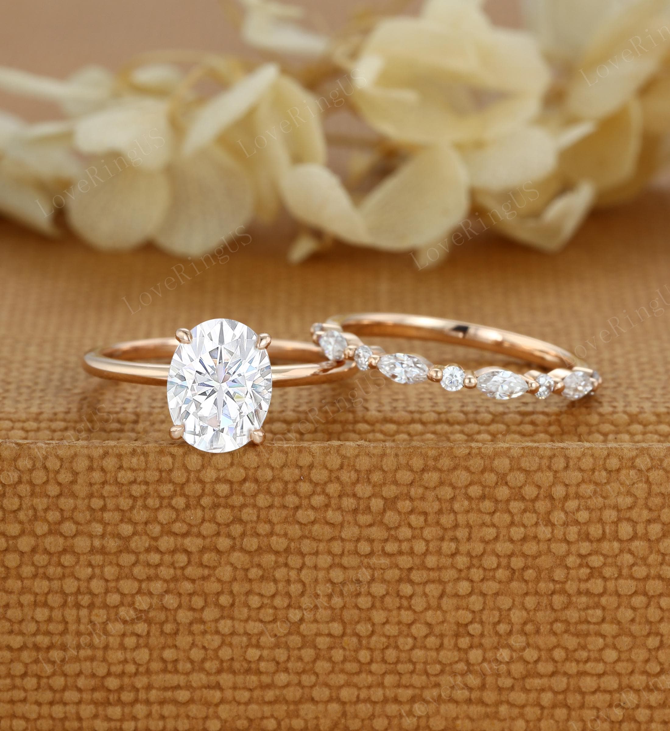 Wedding Ring Set Ct Oval Moissanite Engagement Ring Hidden Halo