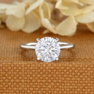 3CT Round moissanite engagement ring women Unique White gold engagement ring Solitaire engagement Ring wedding bridal Promise Anniversary