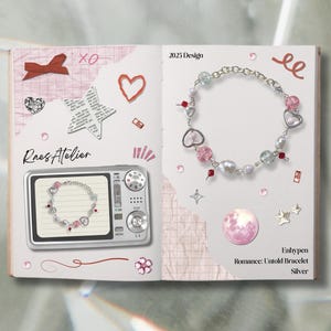 Enhypen Romance: Untold Album Inspired Pink and Red Beaded Charm Bracelet / Adjustable to Different Sizes / Kpop Inspired Jewelry / Concerts