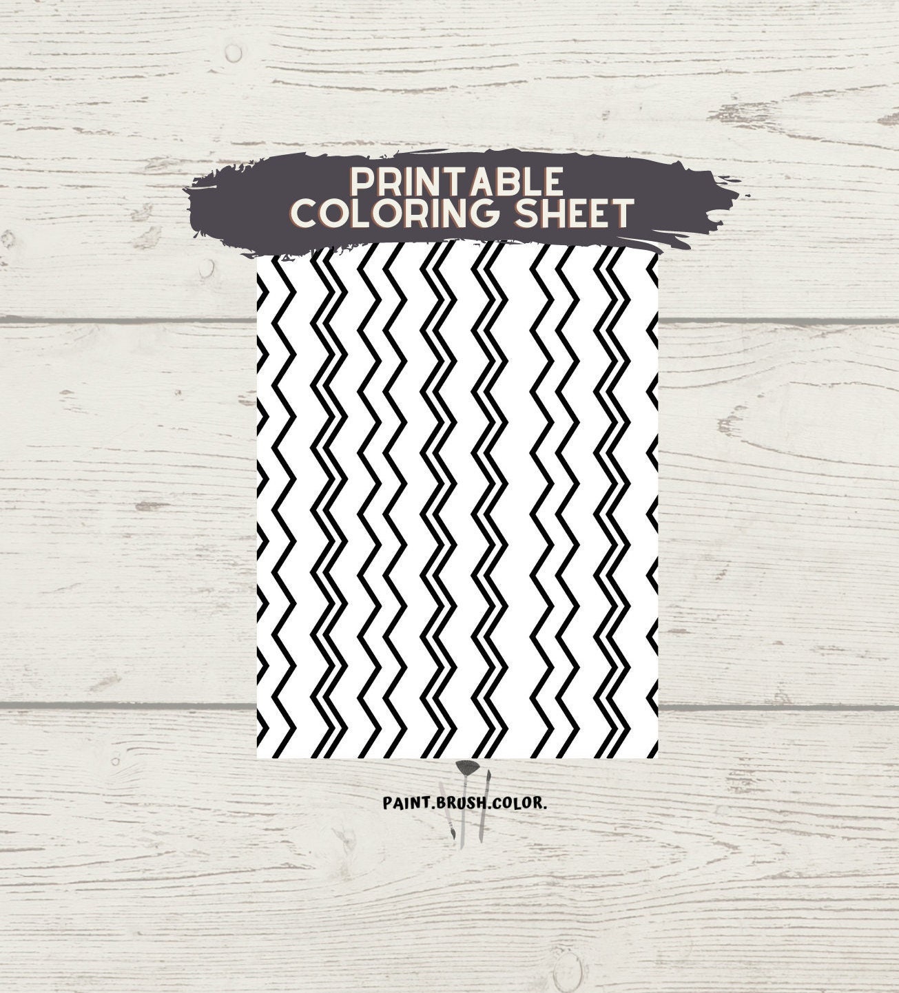 Abstract Zigzag Printable Coloring Sheet Simple Design Etsy