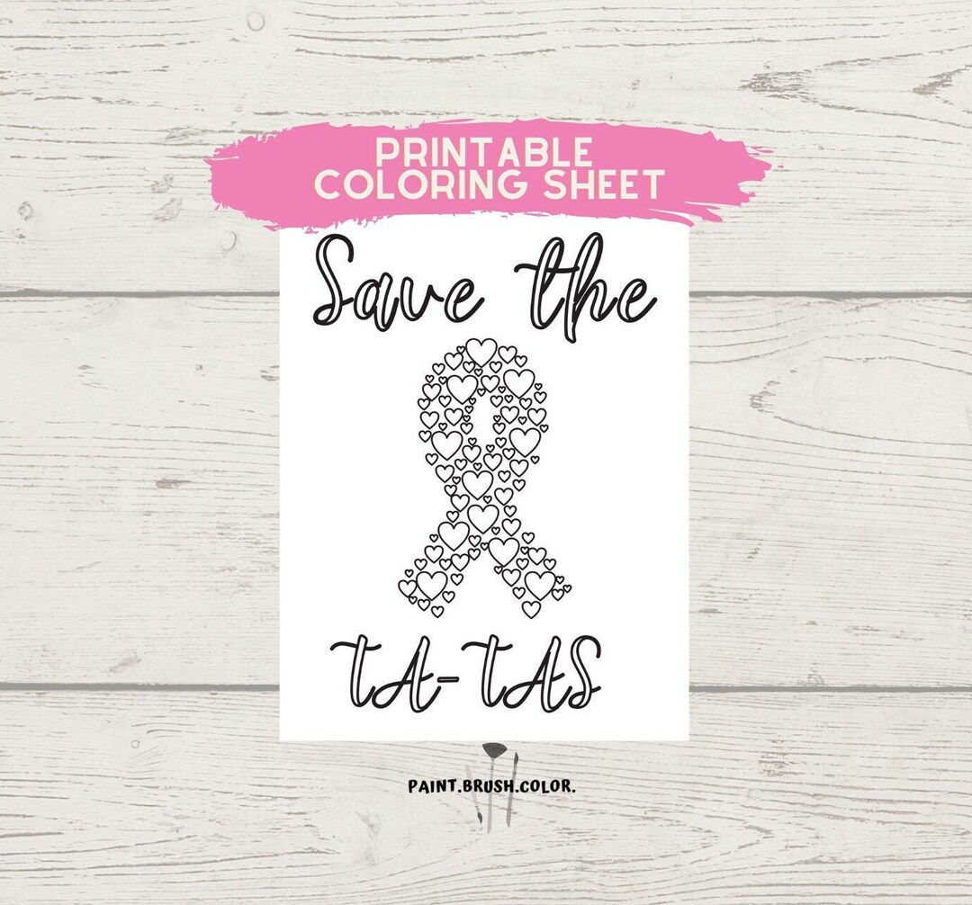 Heart Ribbons Printable Coloring Page Breast Cancer Awareness Coloring