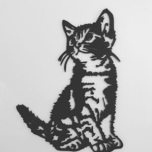 Décoration murale chat joyeux en métal noir 32x60 cm ANIMAL