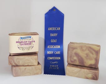Purple Brazilian Clay & Lavender Essential Oil Goat Milk Soap 5oz, Award Winning!