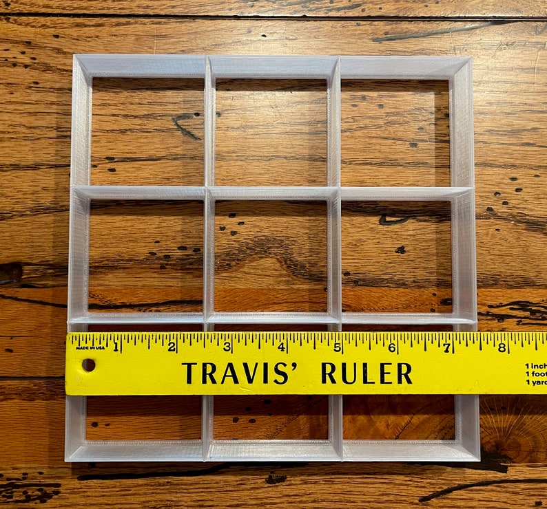 Cookie Cutter: 9 to 25 squares for Bowtie Cookies and other square cuts 3x3 grid of 2.5" sq