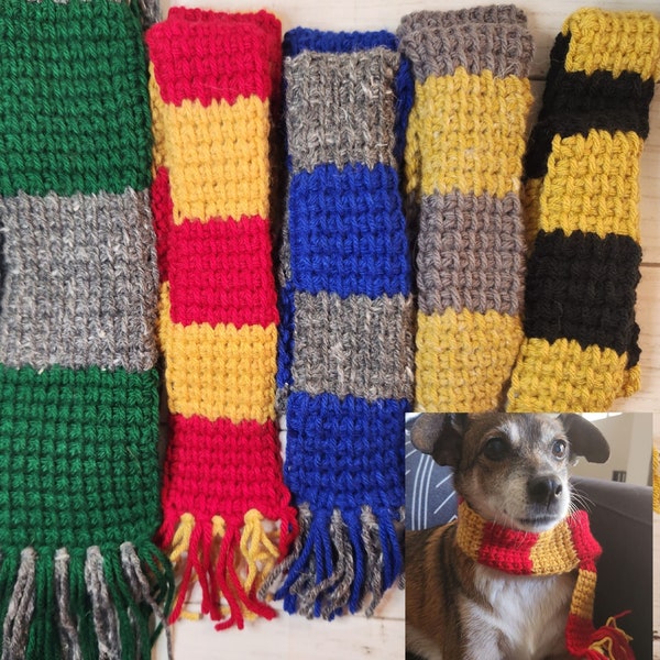 Wizard Scarf for dogs, Wizard Scarf for Cats, Wizard house scarf for pets, Halloween dog costume, Knit scarf for pets, dog gifts, pet gift