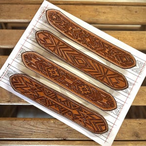 Geometrische Gürtel-Muster-Pack | Leder Carving PDF Pattern | Azteken-Motiv-Designs | Lederarbeit nach Maß | Druckbare PDF-Schnittmuster